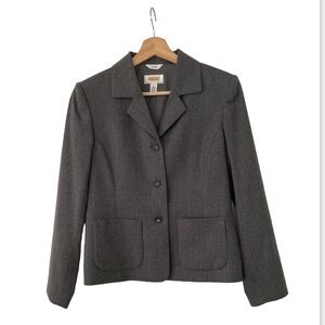 Talbots Petite Stretch Wool Blazer Size 2P Gray 3 Button Lined NWOT